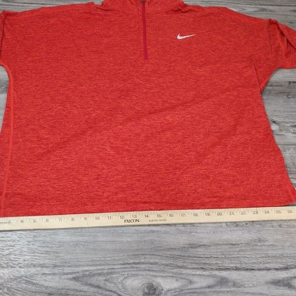Nike Dri Fit Long Sleeve  Shirt Size 2XL Quarter Zip Red Running Pullover Light - Picture 6 of 10